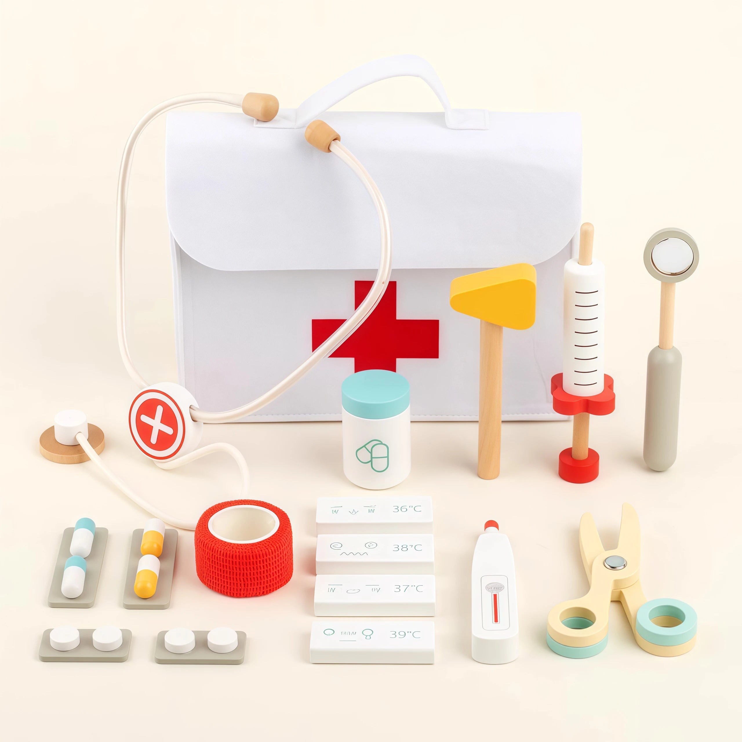 Wooden toy doctor kit - Imagination, learning and care