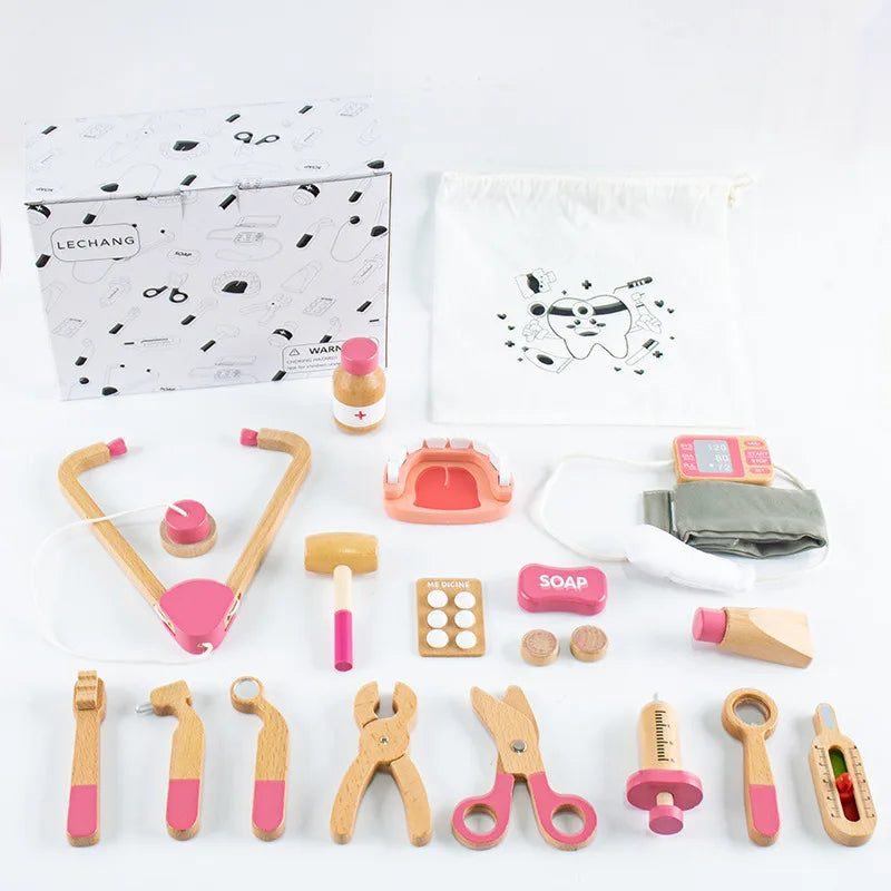 Wooden toy doctor kit - Imagination, learning and care