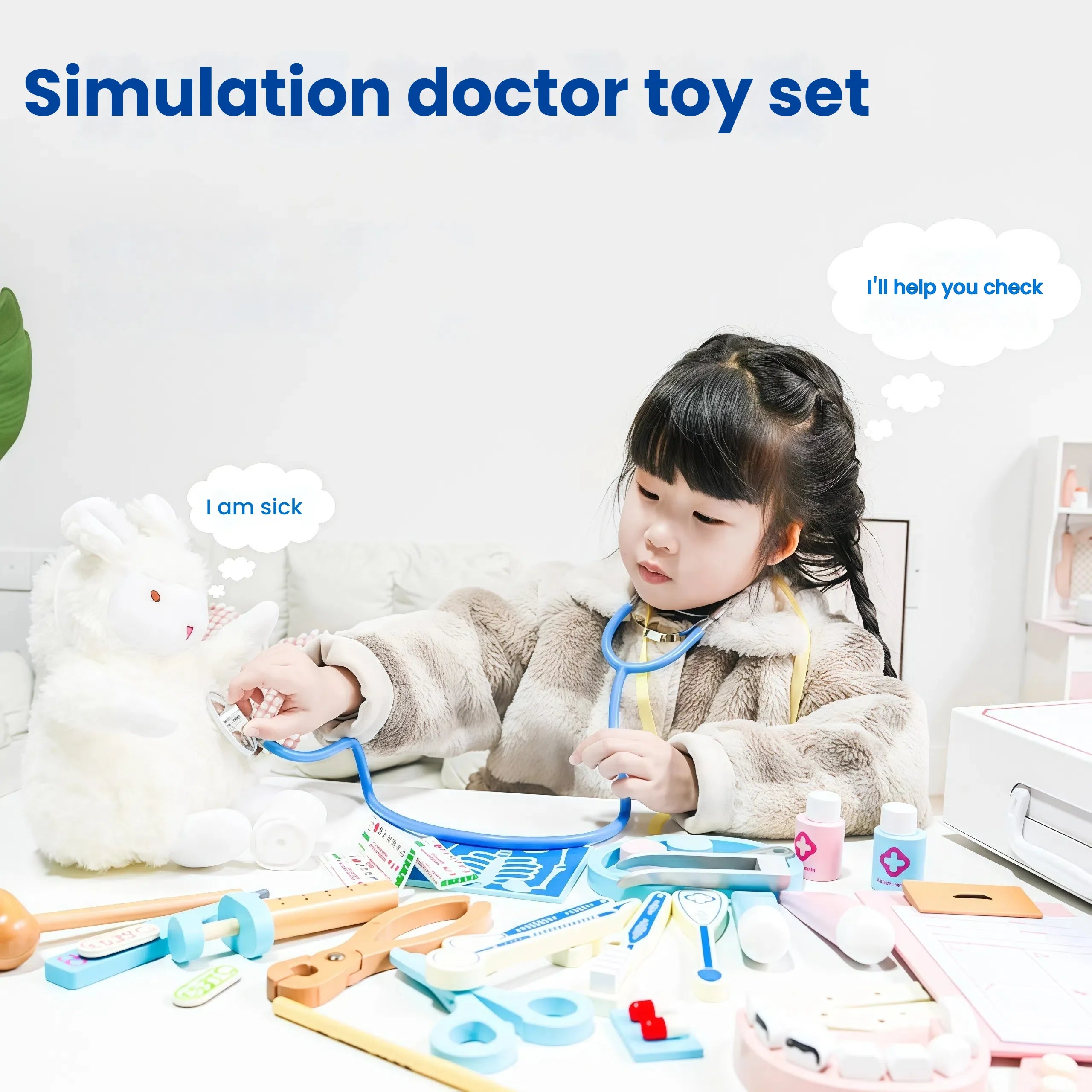 Wooden toy doctor kit - Imagination, learning and care