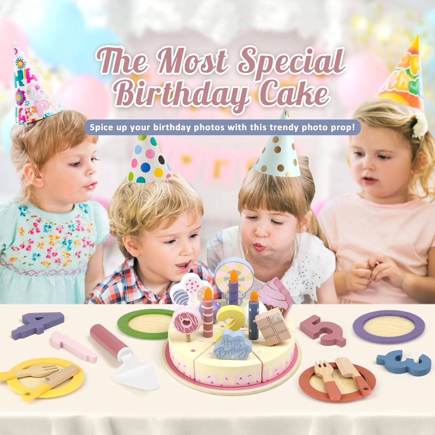 Wooden toy birthday cake - Your child's party anytime