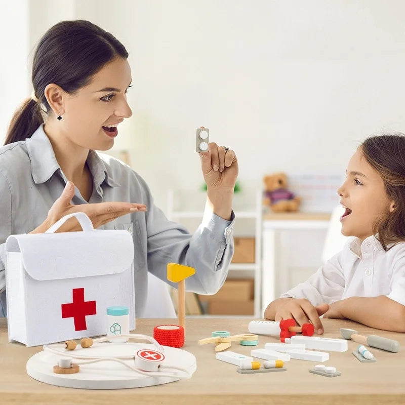 Wooden toy doctor kit - Imagination, learning and care