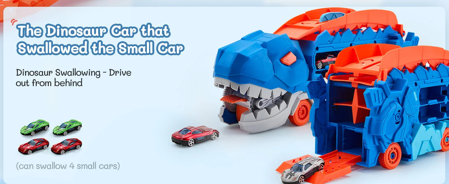 Dinosaur Carrier Truck and Car Track - Kids