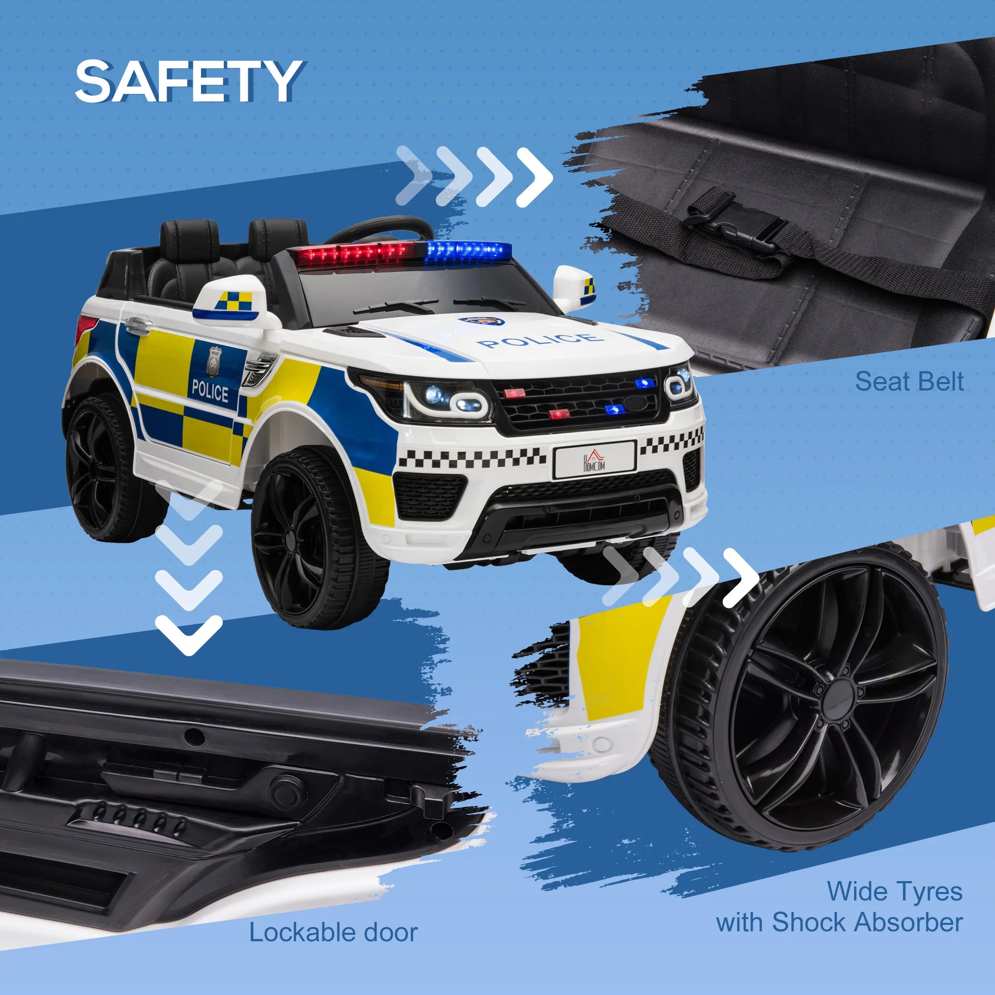 HOMCOM 12V Children's Electric Police Car