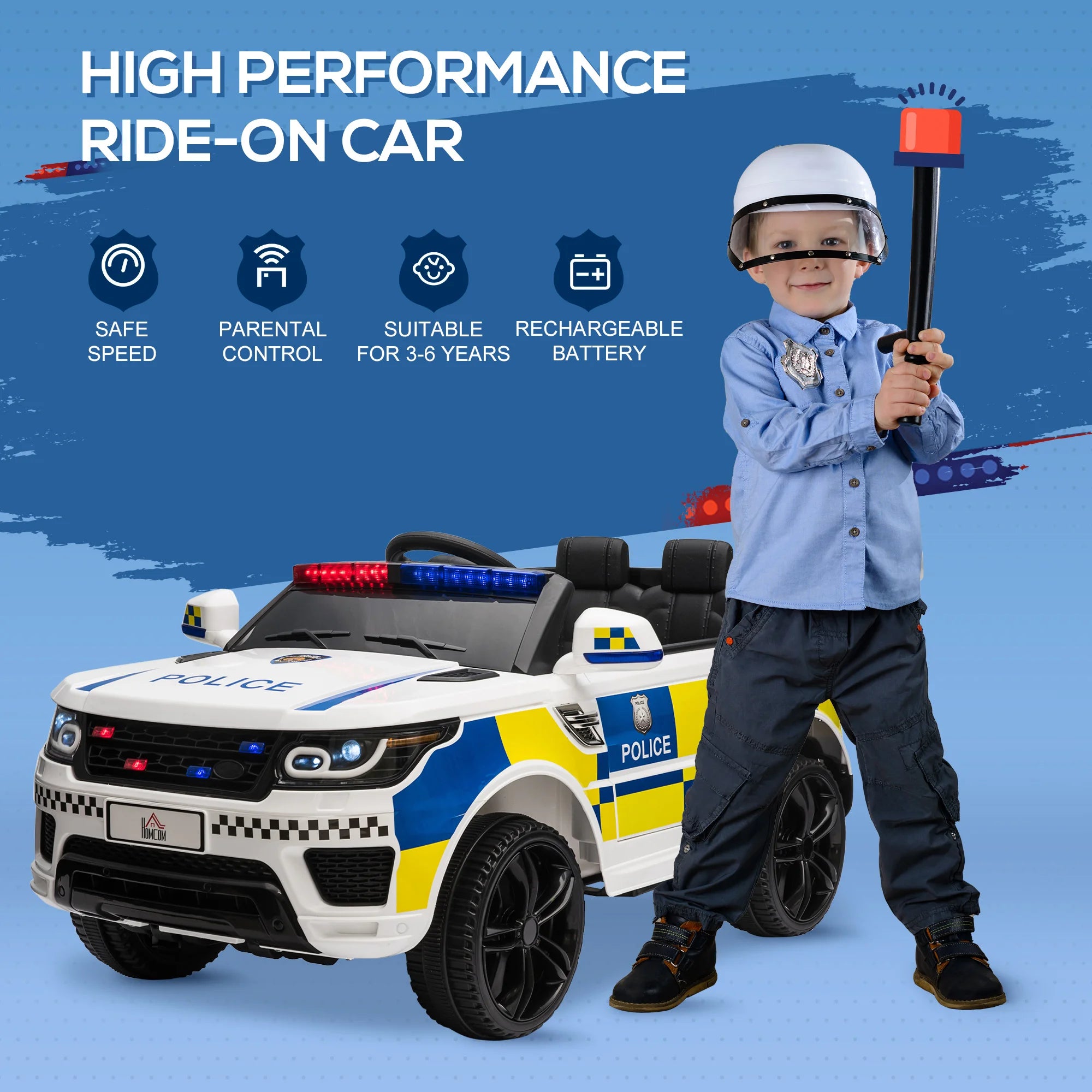 HOMCOM 12V Children's Electric Police Car
